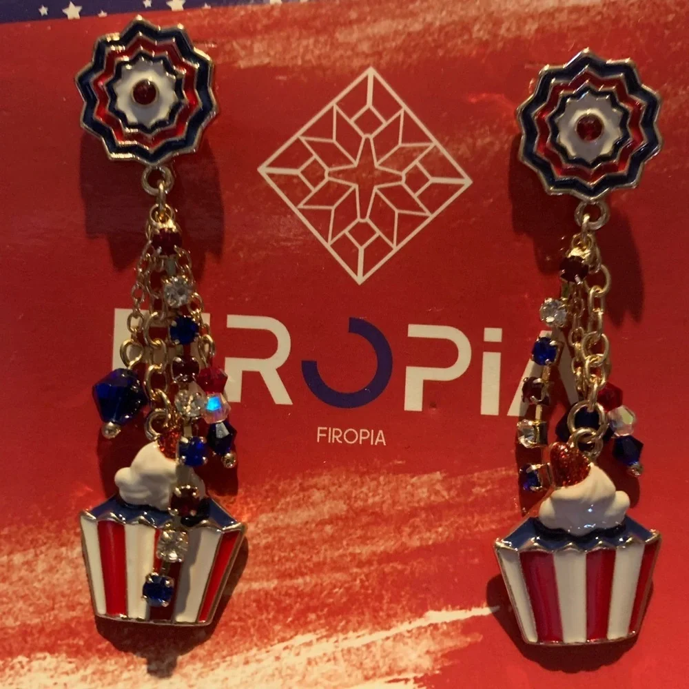 Firopa Patriotic Cupcake Earrings - Picture 2 of 3